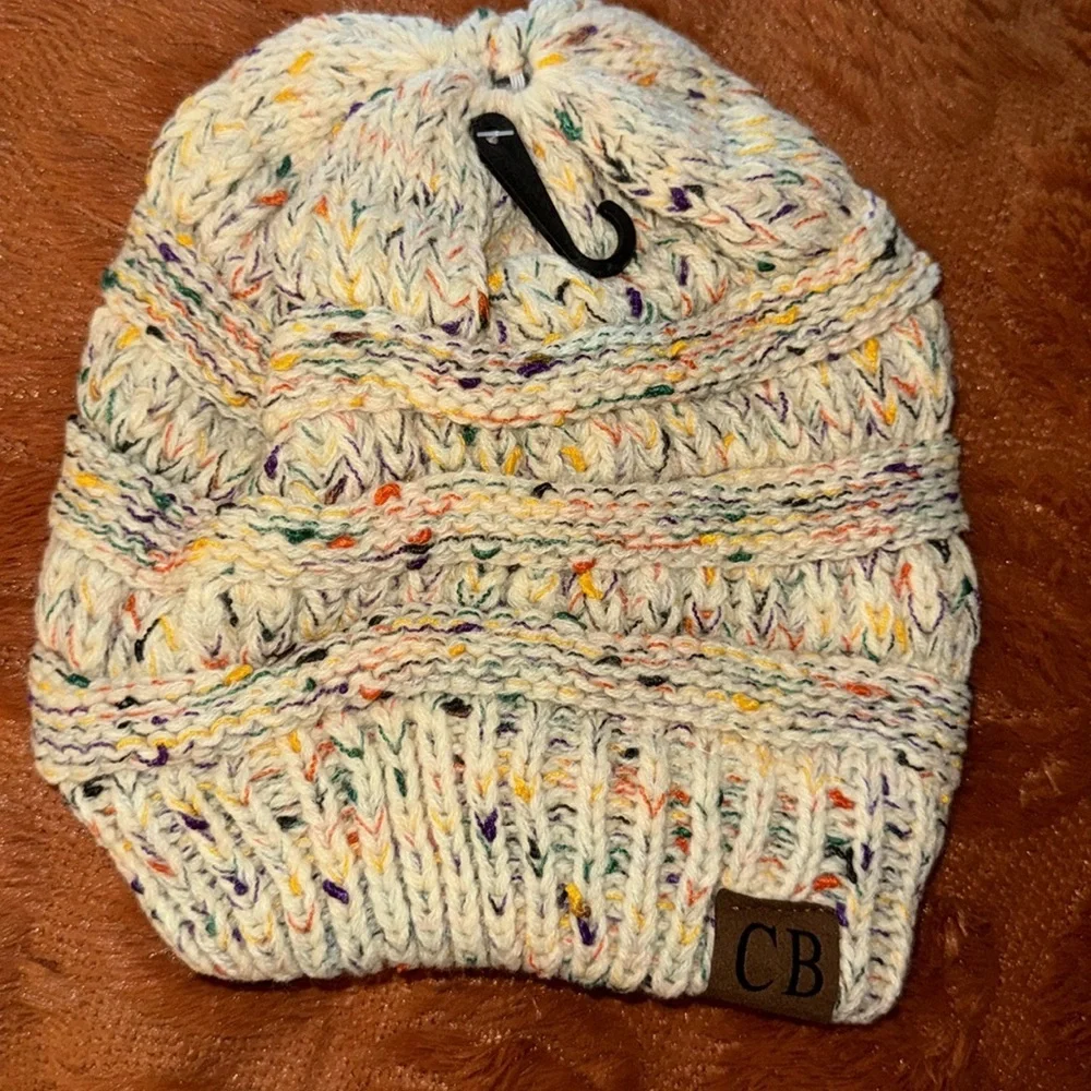 KNITTED BEANIE Ribbed Confetti Knit Beanie Tail Hat for‎ Adult (MB-33)